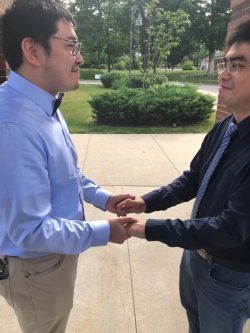 Hao and Chung-Hao Liu at the Eastern CT State College bell tower in Willimantic, CT.